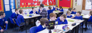 IRIS Connect discovery kit in a primary school classroom with teacher
