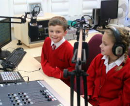 westfields junior school students doing a radio show