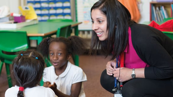 A teacher using IRIS Connect while teaching a lesson